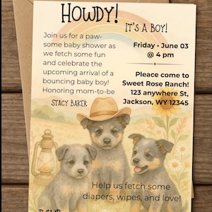 Puppy Baby Shower Invitation Editable Dog Theme Printable Invite Gender Neutral Printable Puppy Shower Template Instant Download Invitation