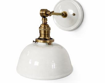 Style # 007 Applique murale en céramique blanche faite main : lampe de ferme