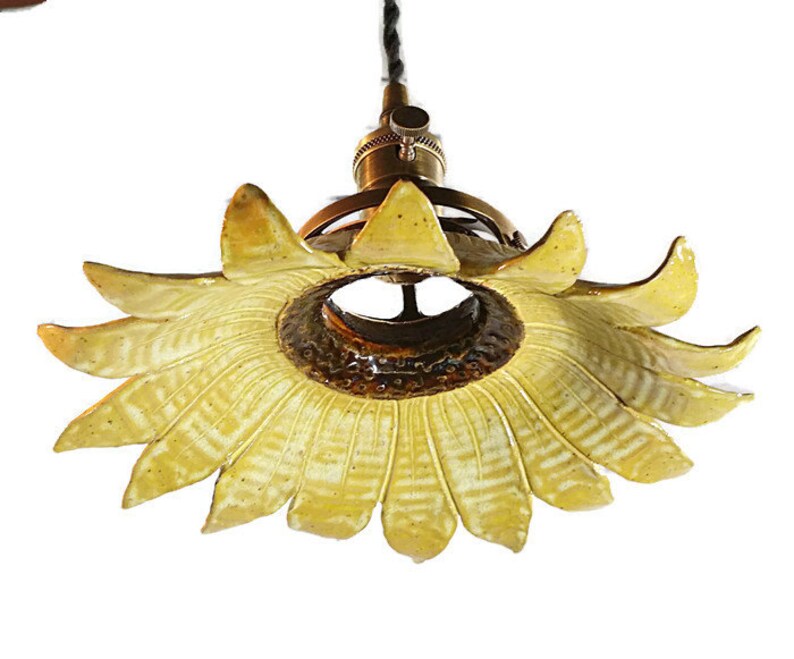 Lighting Sunflower Pendant Light pottery light ceramic Etsy