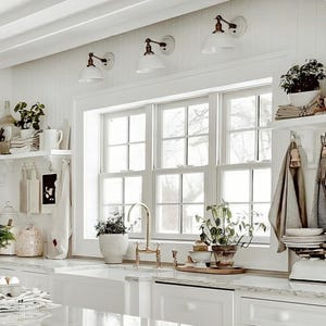Style#007 Handmade White Ceramic Wall Sconce: Cottage Farmhouse Lamp image 9