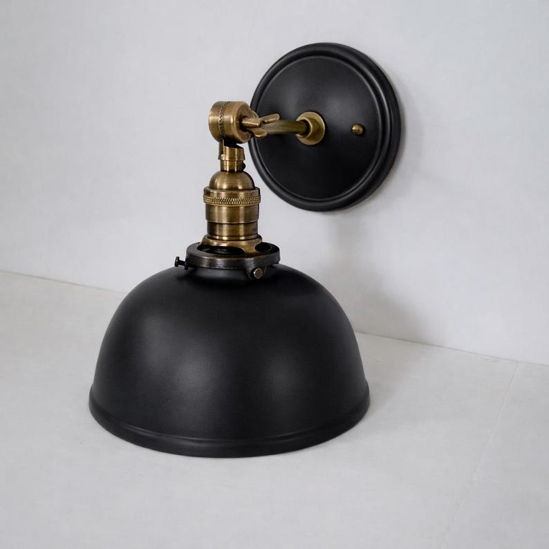 Style#007 Handmade White Ceramic Wall Sconce: Cottage Farmhouse Lamp Black