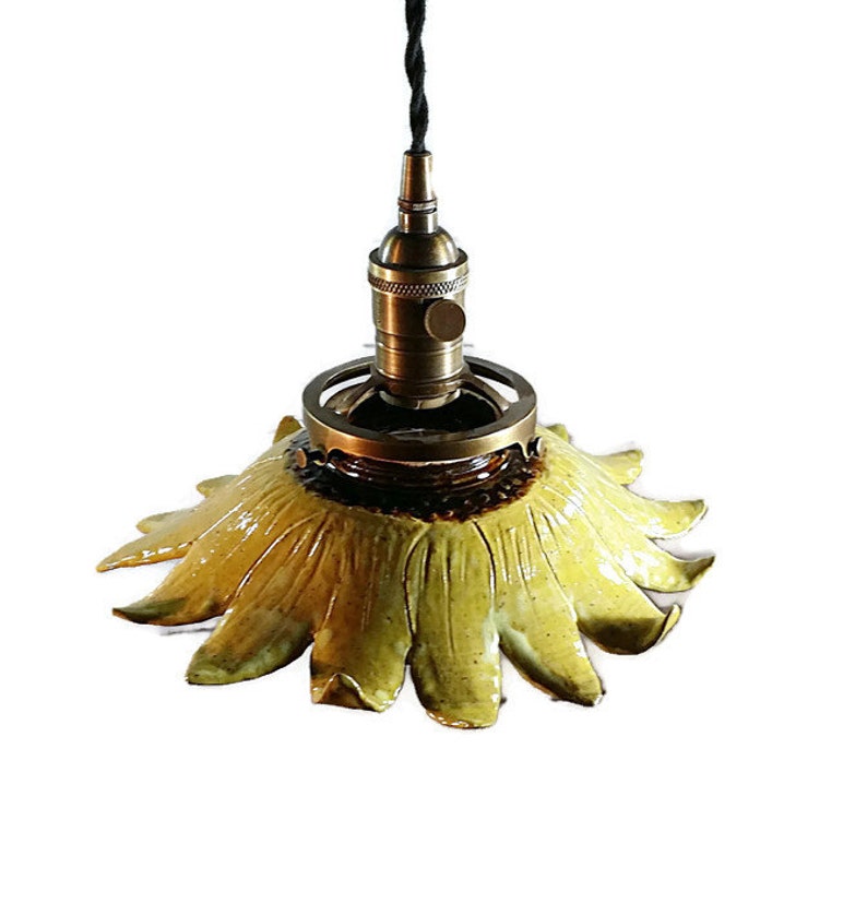 Lighting Sunflower Pendant Light pottery light ceramic Etsy