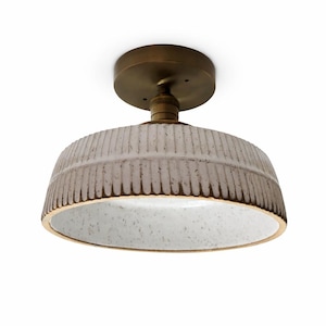 Style#028 Hand Carved Ceramic Semi Flush Mount Ceiling Light,kitchen lighting, hall light,pottery lamp, ceramic light,lighting,home lighting