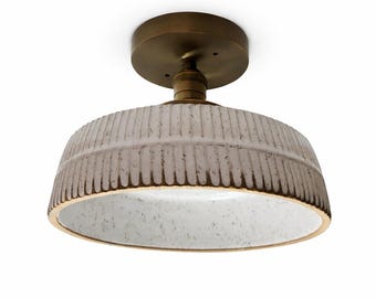 Style#028 Hand Carved Ceramic Semi Flush Mount Ceiling Light,kitchen lighting, hall light,pottery lamp, ceramic light,lighting,home lighting