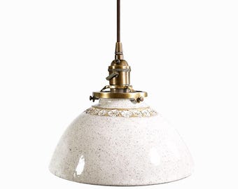 Estilo #045P Linda luminária pendente de cerâmica texturizada à mão: iluminação de ilha de cozinha, casa de fazenda, luminária de cerâmica, luminária de cerâmica, luz, luminária, casa
