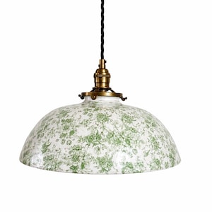Style#033 Green Floral Pendant Light: Handmade Pottery Farmhouse Lighting