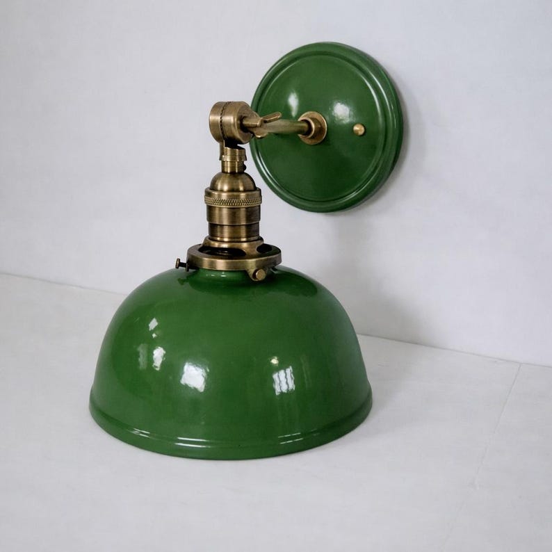 Style#007 Handmade White Ceramic Wall Sconce: Cottage Farmhouse Lamp Green