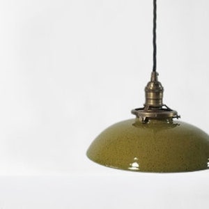 Style#053 Toad-ily green speckled light, hanging pendant lamp, ceramic light, pottery  lamp, restaurant