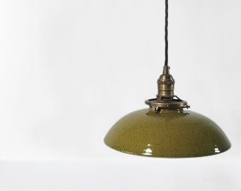 Style#053 Toad-ily green speckled light, hanging pendant lamp, ceramic light, pottery  lamp, restaurant