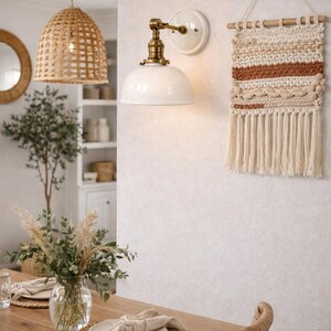 Style#007 Handmade White Ceramic Wall Sconce: Cottage Farmhouse Lamp image 2