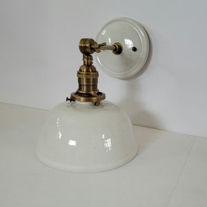Estilo n.° 007 Aplique de pared de cabaña blanca, aplique de granja, lámpara de cerámica, lámpara de pared, luz de pared enchufable, luz de cocina, luz de pared de noche, luz cálida para la casa