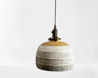 Style#021 White rounded Handcarved Hanging Pendant Lamp
