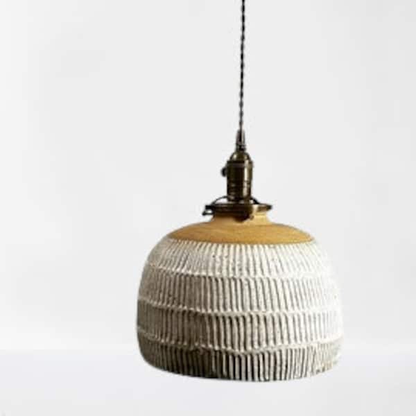 Style#021 White rounded Handcarved Hanging Pendant Lamp