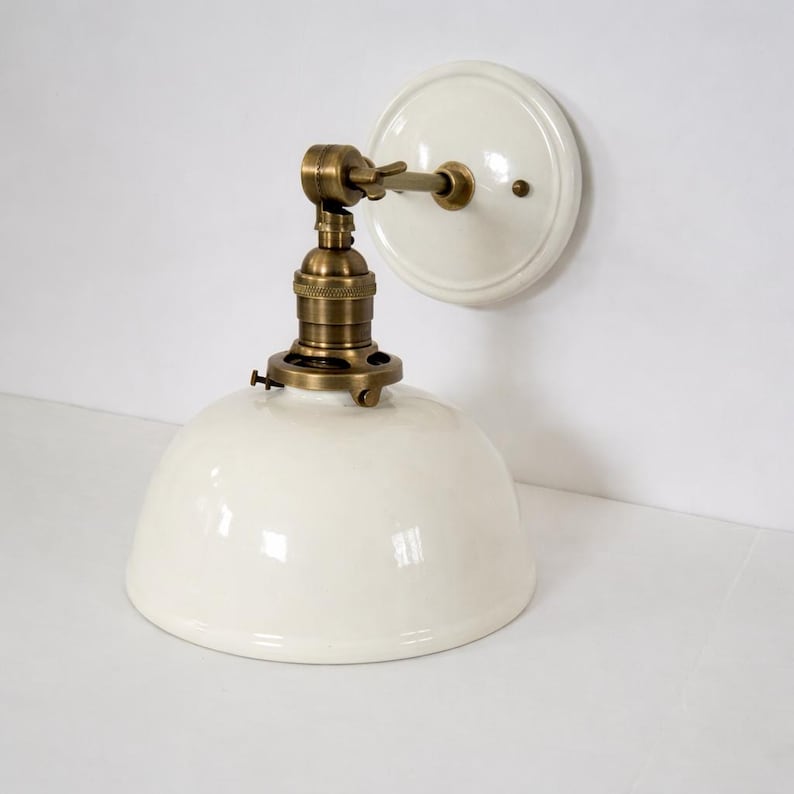 Style#007 Handmade White Ceramic Wall Sconce: Cottage Farmhouse Lamp image 13