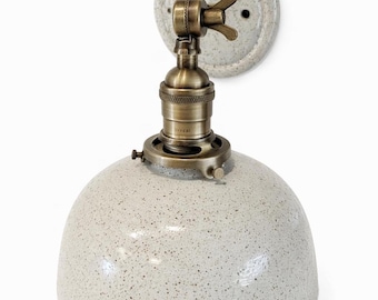 Handmade Cottage Wall Sconce: Vanilla Glaze Ceramic Plug-In Light