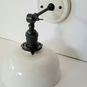 Style#017 White Cottage wall sconce with a beautiful matte black fixture