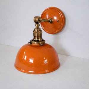 Style#007 Handmade White Ceramic Wall Sconce: Cottage Farmhouse Lamp Orange
