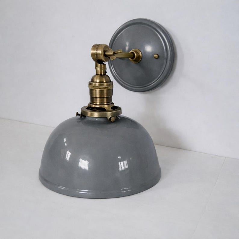 Style#007 Handmade White Ceramic Wall Sconce: Cottage Farmhouse Lamp Gray