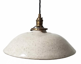 Style#048 Handmade White Speckled Farmhouse Pendant Light