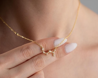 Collar de estrella del zodiaco: regalos personalizados de oro de 14 quilates para mujer, delicadas joyas celestiales, regalo de cumpleaños y Navidad para mamá, esposa y niñas.
