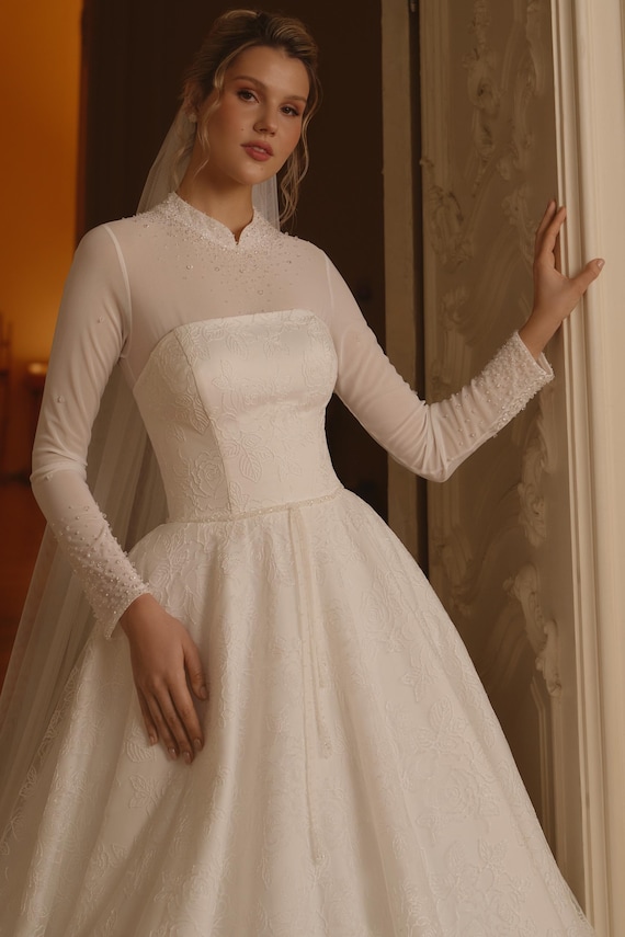 Vestido de novia, vestido religioso, vestido de novia brillante