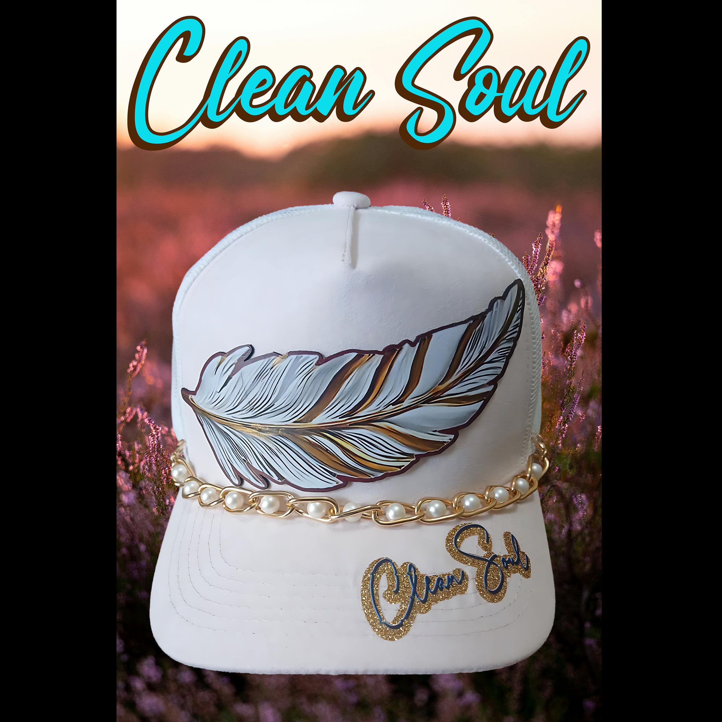 Sauberer Soul Trucker Hut - Boho Chic Feder Design mit Gold Perlenkette