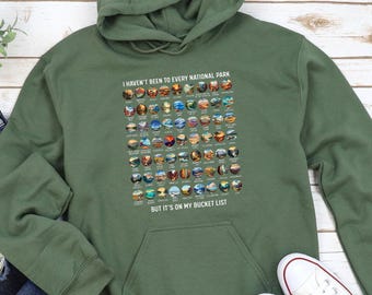 All the US National Parks Unisex Hoodie Sweatshirt | US National Park Camping Gift for Family Trip Nature Lover Hiking | Park Nature Lover