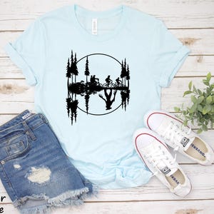 Bicycle Through the Upside Down Forest Unisex Shirts | Eleven Gift for Men Women | Hawkins Middle Tshirt