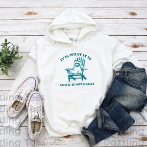 It Is What It Is and It Is Not Great Unisex Hoodie Sweatshirt | Raccoon Meme | Funny Mental Health | Animal Gift Sweaters