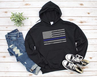 Thin Blue Line Gray Stripe Flag | Gifts for Police Wife | Law Enforcement | Blue Lives Matter Police Officer