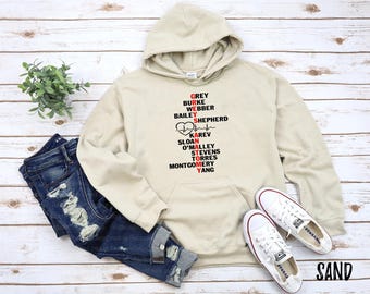 Grey&#39;s Anatomy Spelled Down Unisex Hoodie Sweatshirt | I&#39;m a Greysaholic Sweater | Meredith Grey Derek Shephard Sweatshirts
