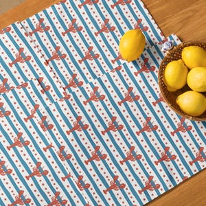 Red Lobster & blue stripe pattern Placemat Set - Set of 4 placemats coastal tableware