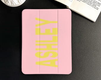 Custom Solid Color iPad Case with Name - Book or Flip Style