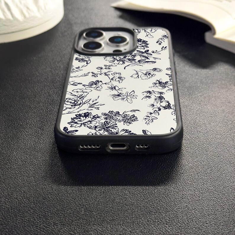 Retro bläckblommande iPhoneskal för iPhone 16 15 14 13 12 Pro Max Xr Mini SE, Boho iPhone 7 8 Plus telefonskal, Personligt telefonskal bild 5