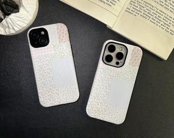 Bloemen geruit patroon telefoonhoesje iPhone 16 15 14 13 12 11 Pro Max hoesje, iPhone 16 15 14 7 8 plus hoesje, iPhone 13 12 mini hoesje XR XS hoesje