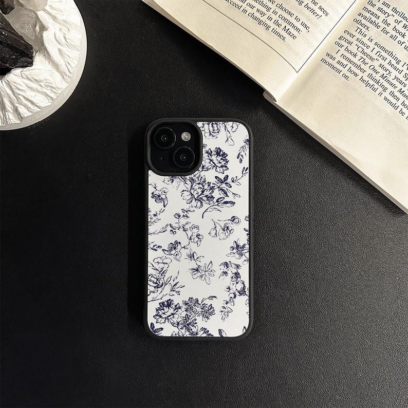 Retro bläckblommande iPhoneskal för iPhone 16 15 14 13 12 Pro Max Xr Mini SE, Boho iPhone 7 8 Plus telefonskal, Personligt telefonskal bild 2