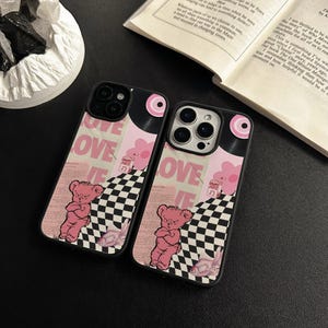 Coque iPhone ours style Harry mignon 16 15 14 13 12 Pro Max Xr Mini SE Coque pour iPhone 16 15 8 Plus Pro Max Xr Coque esthétique iPhone