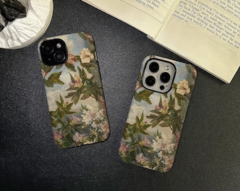 Retro Oil Painting Flower Phone Case iPhone 16 15 14 13 12 11 Pro Max Case, iPhone 16 15 14 7 8 Plus Case,  iPhone13 12 Mini Case XR XS Case