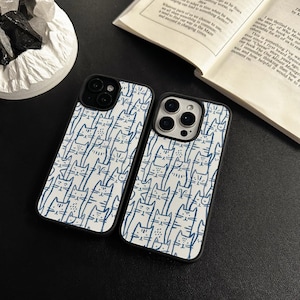 Cute Cats iPhone Case For iPhone 16 15 14 13 12 Pro Max Xr Mini SE Case Boho iPhone 16 15 8 Plus Pro Case Aesthetic iPhone Cover