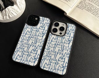 Funda para iPhone con bonitos gatos para iPhone 16, 15, 14, 13, 12 Pro Max, Xr Mini SE, funda bohemia para iPhone 16, 15, 8 Plus Pro, funda estética para iPhone