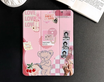 かわいい茶色のクマのiPadケース、新しいiPad Air 4 5 6 iPad 10 10.9