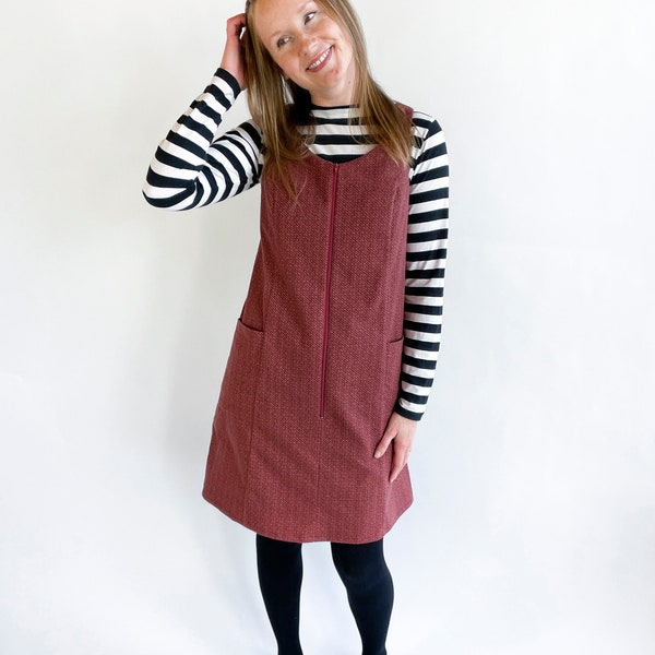 Original Sizes: The Georgie Pinafore Overall Dress Women's PDF Sewing Pattern Size 6 to 24, A to D cups