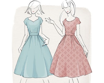 The Raine Dress Women's PDF Sewing Pattern Size 6 to 24 A to D cup