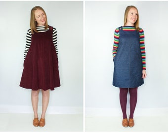 ladies long pinafore dress