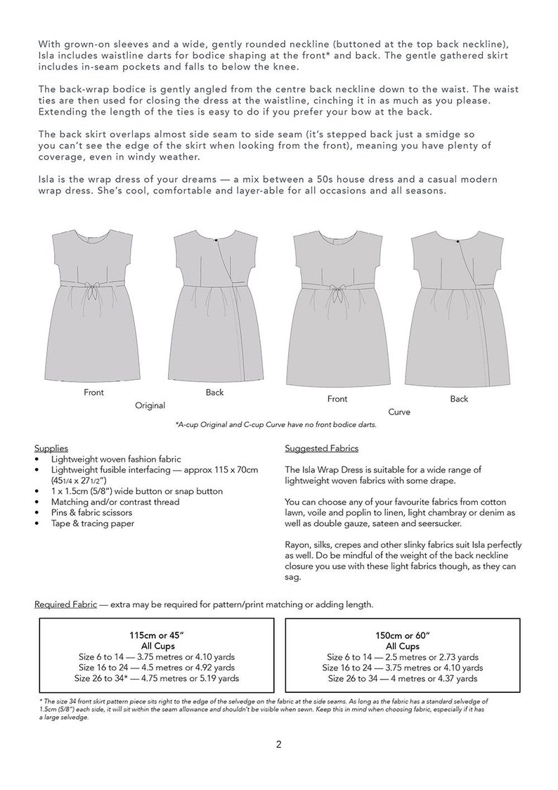 Curve Sizes: The Isla Back Wrap Dress Women's PDF Sewing Pattern Size 16 to 34, C to F cups image 9