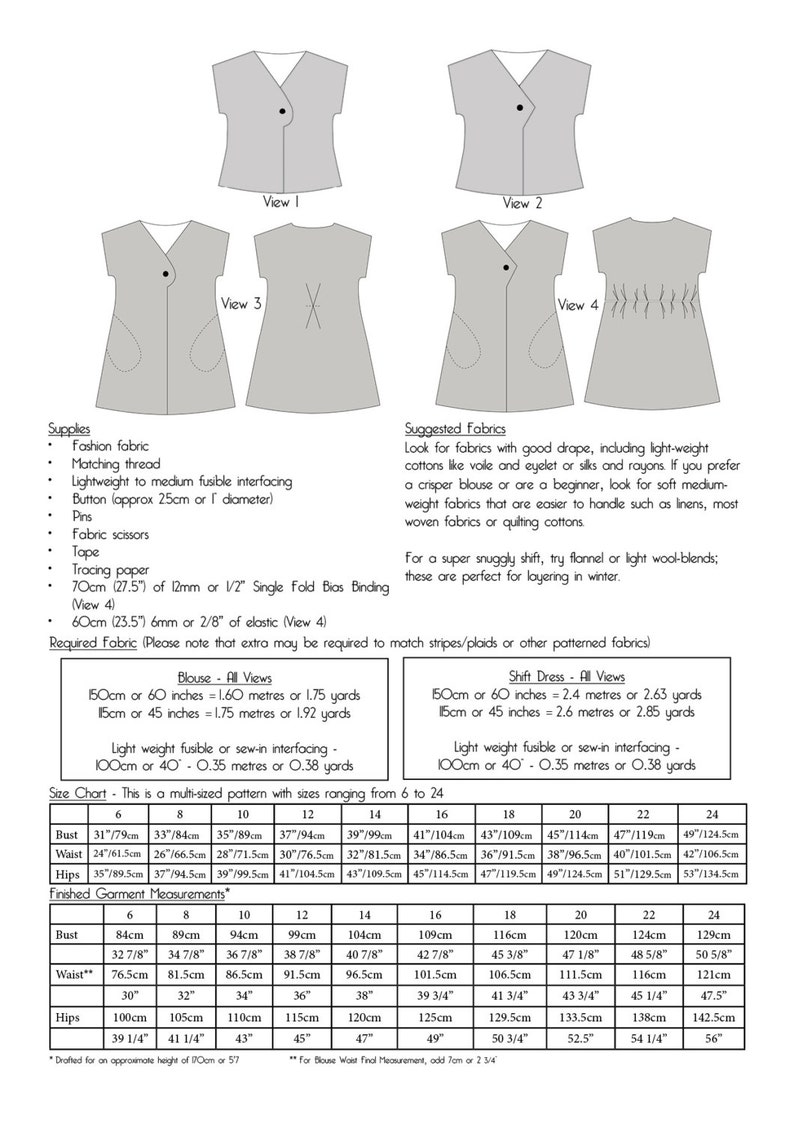 Afternoon Blouse and Shift Dress Women's PDF Sewing Pattern Size 6 to 24 image 5