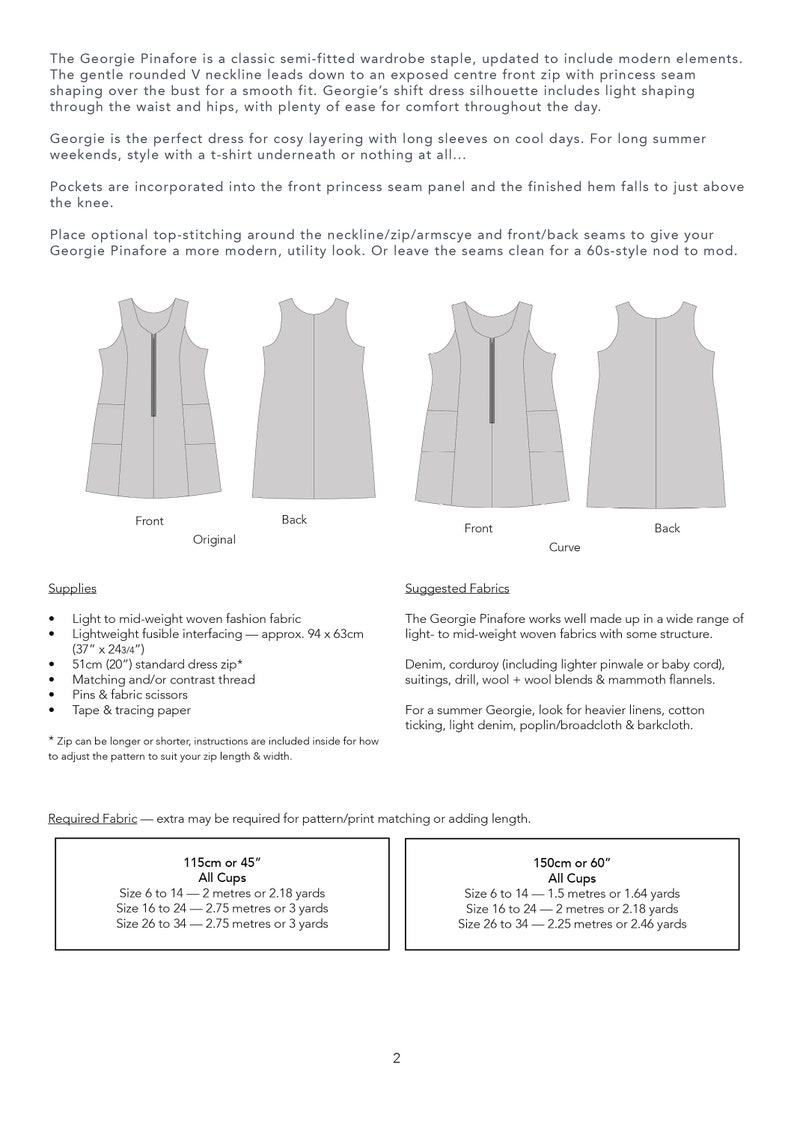 Curve Sizes: The Georgie Pinafore Overall Dress Women's PDF Sewing Pattern Size 16 to 34, C to F cups image 5