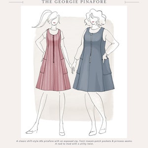 Curve Sizes: The Georgie Pinafore Overall Dress Women's PDF Sewing Pattern Size 16 to 34, C to F cups image 6