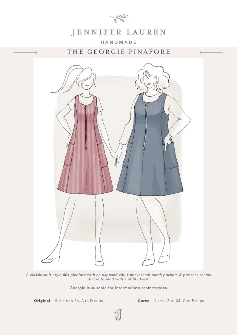 Curve Sizes: The Georgie Pinafore Overall Dress Women's PDF Sewing Pattern Size 16 to 34, C to F cups image 6