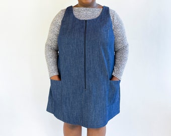 Curve Sizes: The Georgie Pinafore Overall Dress Women's PDF Sewing Pattern Size 16 to 34, C to F cups